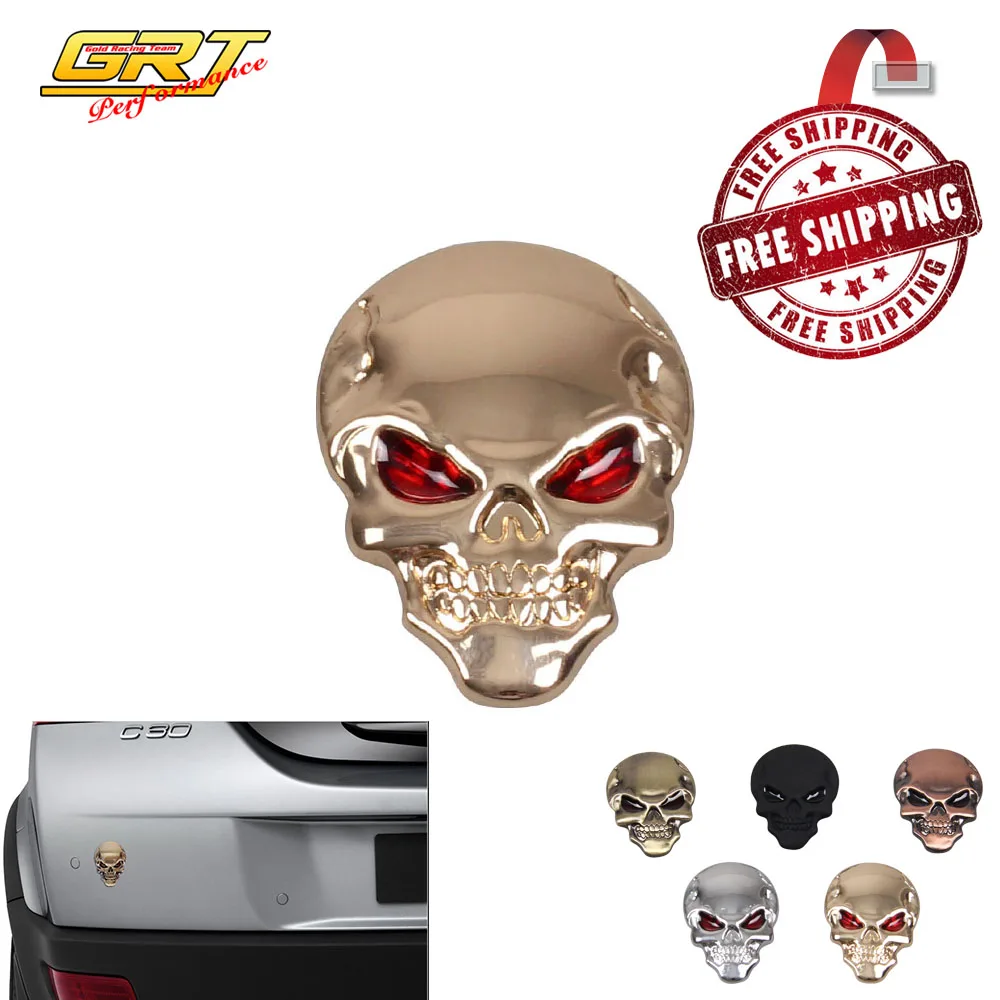 GRT Бесплатная доставка 1 шт. 3D Череп цинковый сплав Металлическая Автомобильная