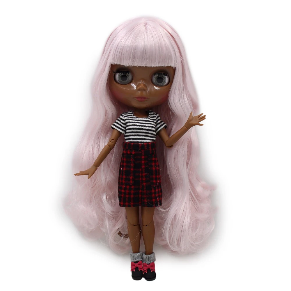 Ледяная кукла DBS Blyth 1/6 bjd супер черная кожа тон бледно розовые волосы совместное