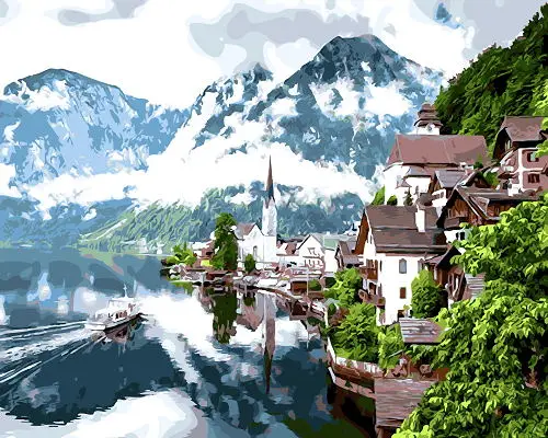 BAISITE DIY картина маслом в рамке по номерам пейзаж картины холст живопись для гостиной стены Искусство домашний декор H316 - Цвет: PH9238
