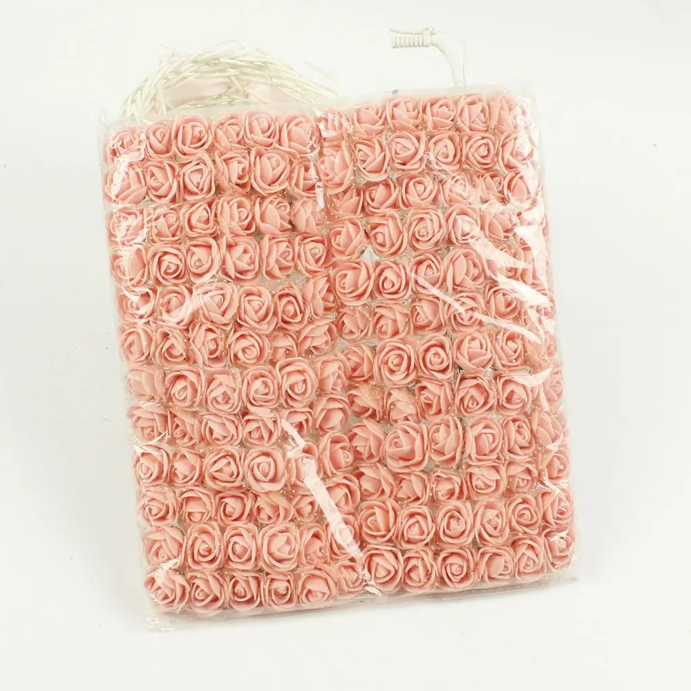 Flesh pink 144 шт., искусственные цветы из пенопласта для дома, украшение автомобиля, Свадебный помпон, сделай сам, декоративный венок, свадебный цветок, фальсифицированный - Цвет: Flesh pink
