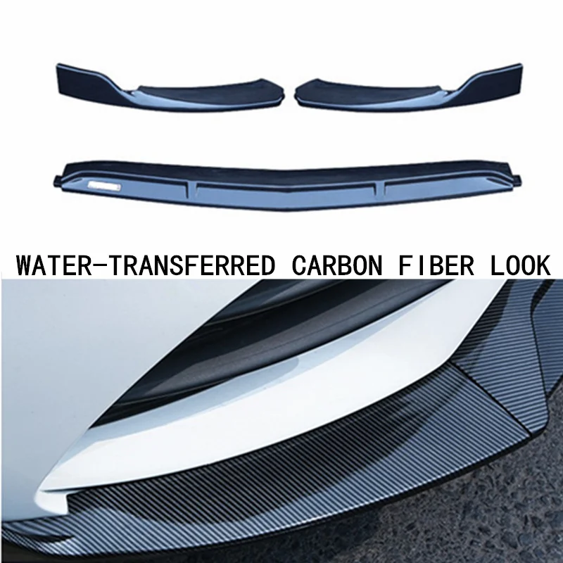 3 PCS Glossy Black ABS Front Bumper Lip For Mercedes W177 A Class A200 A220 Sport Edition Carbon Fiber Look Body Kits