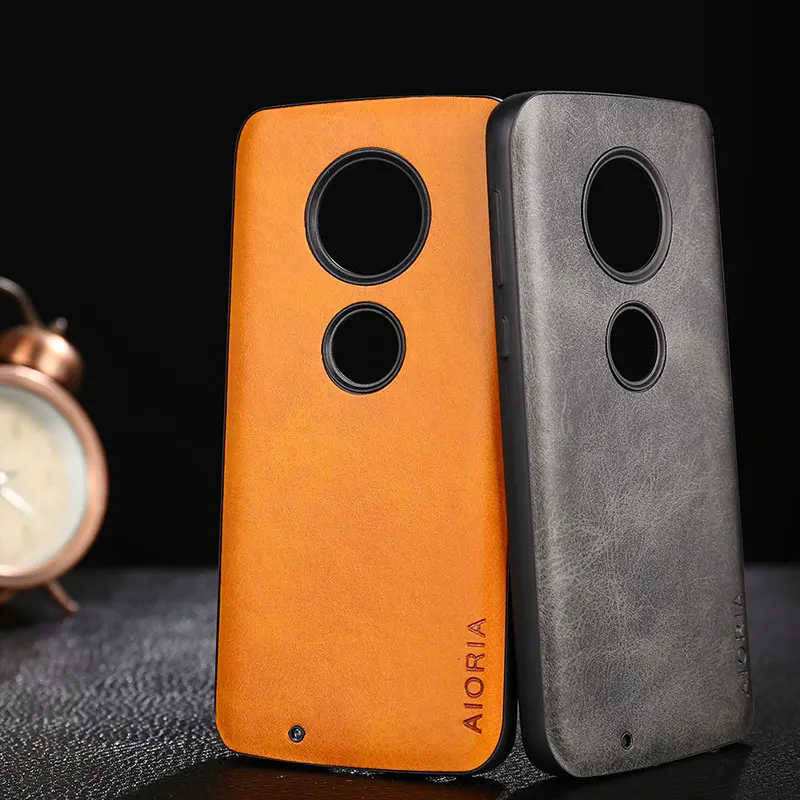 Чехол для Moto G7 G6 G5S Plus роскошный винтажный кожаный силиконовый чехол Motorola funda