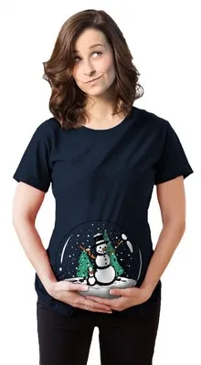 Navy Blue Tee Одежда для беременных; футболки с мультяшным принтом; топы для беременных; футболки для беременных женщин; Рождественская Одежда для беременных; большие размеры - Цвет: Navy Blue Tee