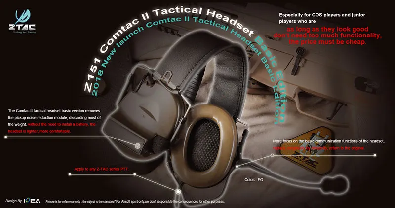 Z-tac tactical comtac II peltor Наушники Без функции шумоподавления Коммуникационный наушник новая версия Z151