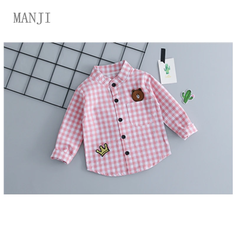 MANJI Baby boys clothing sets 0-3y Autumn 2018 New Fashion Cotton Turn-down Collar Plaid 18053 Kids clothes Boys Clothing Suit |