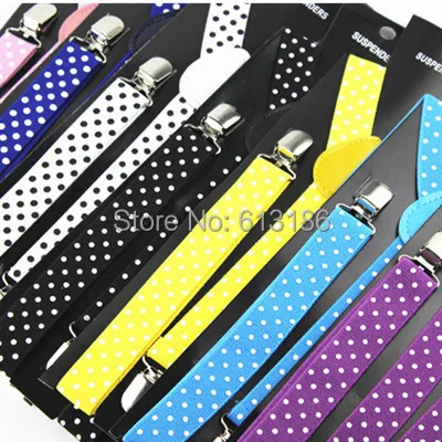 Женские регулируемые подтяжки в горошек черные белые синие эластичные