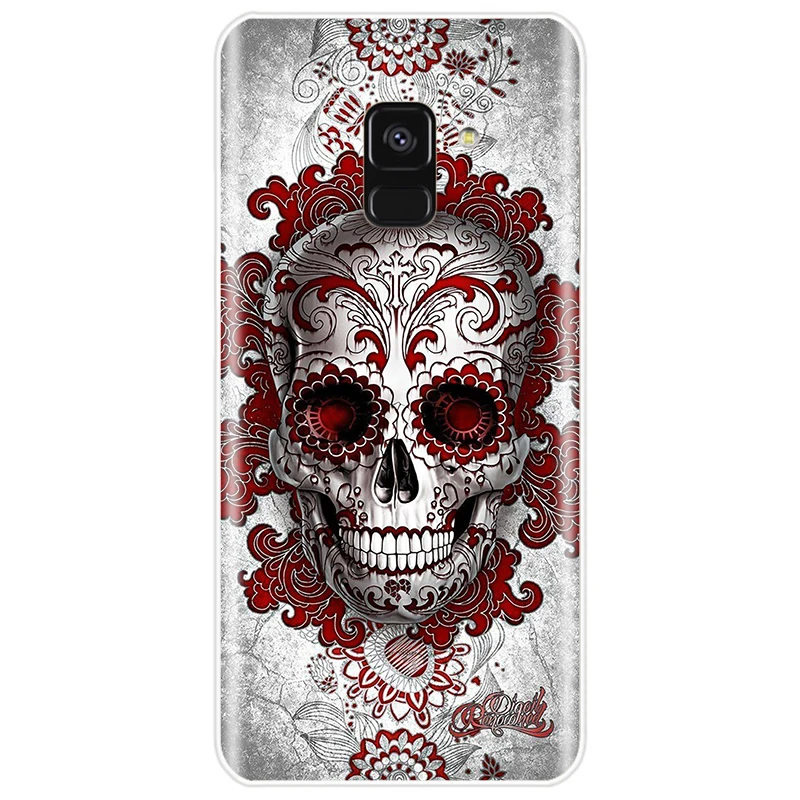 For Samsung Galaxy A5 A7 A8 2015 A3 2016 2017 A9 2018 Retro Style Flower Skull Soft Silicone Phone Case | Мобильные телефоны и