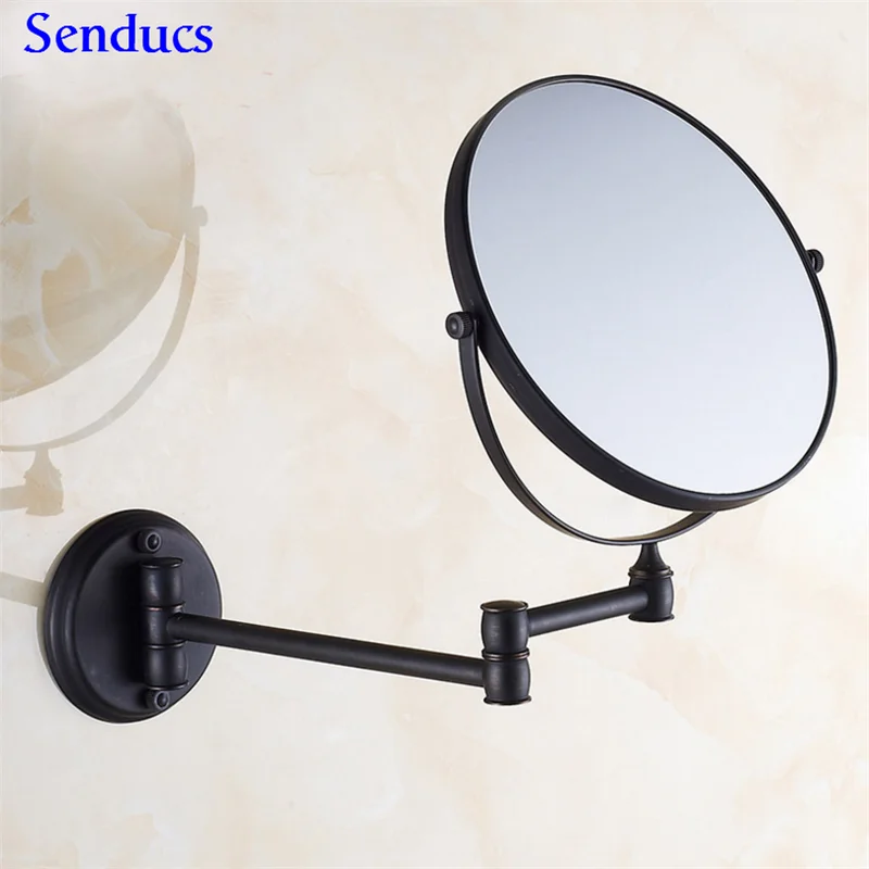 

Senducs Black Bathroom Mirror With Solid Brass Bath Mirror 8inch 3x Bathroom Mirrors Of Walled mouted round Bath Mirror