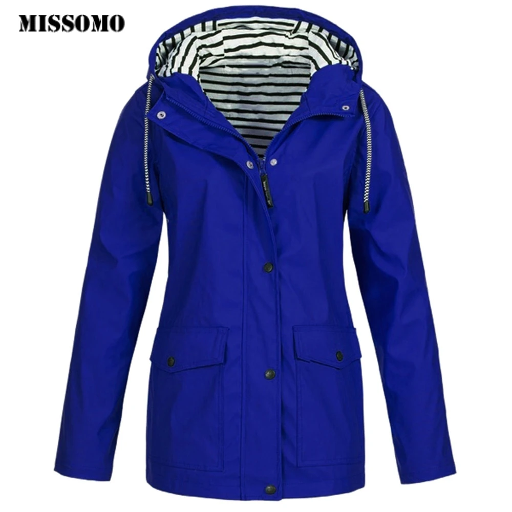 Черный MISSOMO 5XL, женские зимние куртки, пальто, теплые, одноцветные, дождевик, для улицы, плюс, водонепроницаемый, с капюшоном, плащ, ветрозащитный - Цвет: Черный