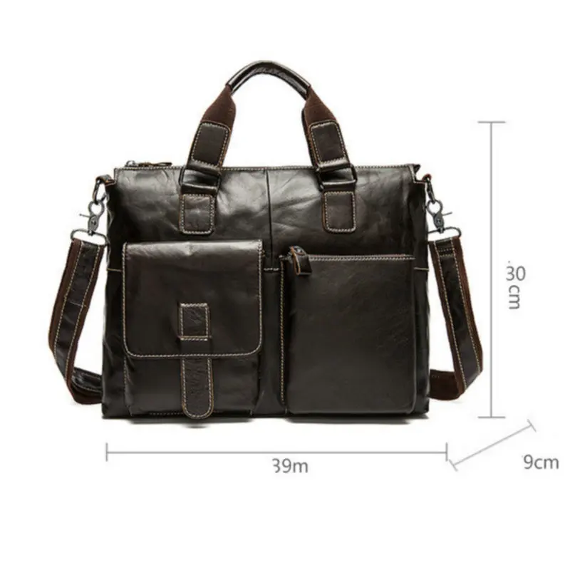 

Men's 100% Genuine Leather Bags Male Messenger Bag Men Leather Shoulder/Crossbody Bags for Men Laptop Bag 14 Man Handbags