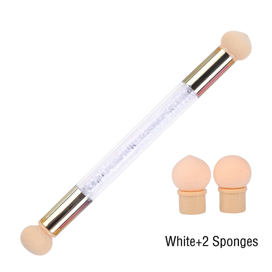 White and 2 Sponge 1 шт. декорация для ногтей градиент кисти губки омбре дизайн гель лак для ногтей блеск пудра рисование акриловый маникюр инструмент LY945 - Цвет: White and 2 Sponge