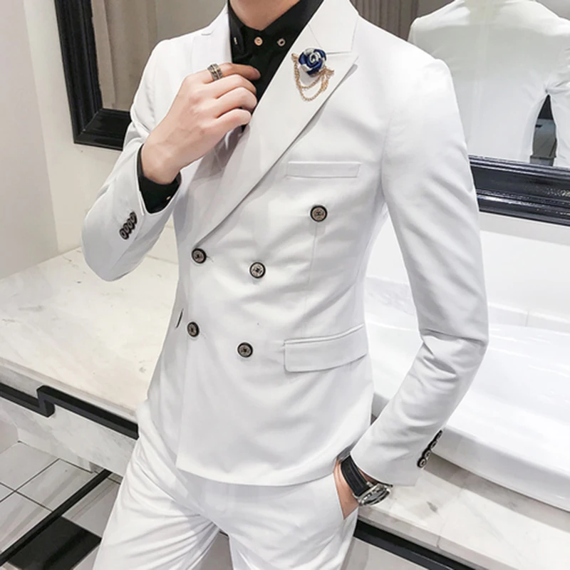 2019 свадебные костюмы для мужчин пиковый воротник Slim Fit 3 шт. (куртка + жилет брюки)