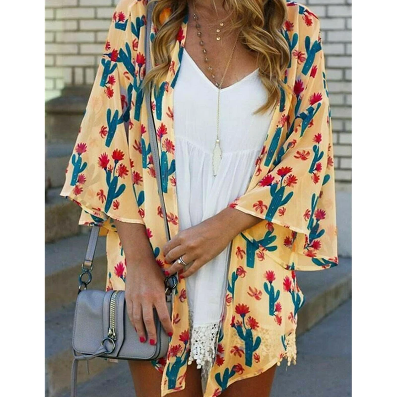Летние блузки женские рубашки Цветочная туника Blusas Chemisier Femme 2019 цветочный принт