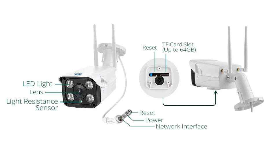 KERUI смарт-камера с Wi-Fi IP CCTV Беспроводная P2P камера безопасности Открытый IP66 водонепроницаемый SD карта хранения Ночной монитор для зрения