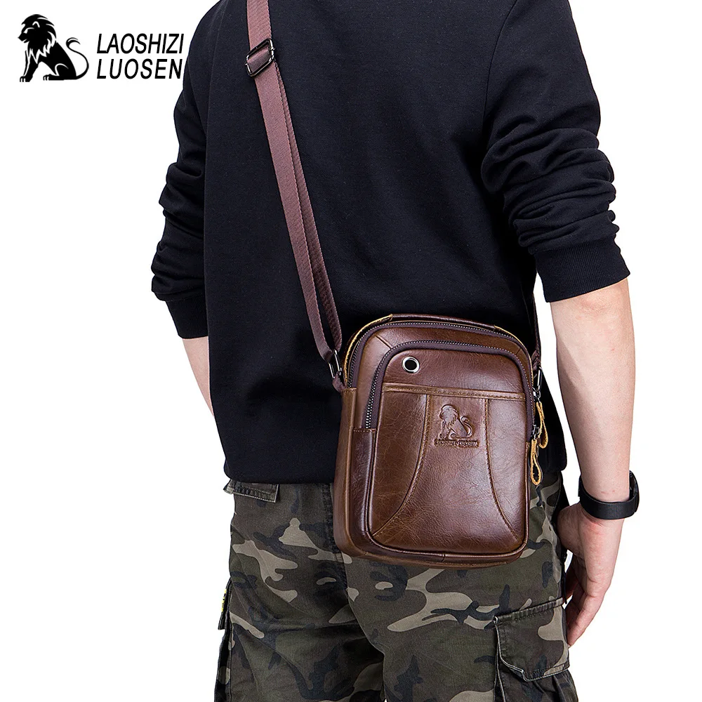 Винтаж пояса из натуральной кожи сумка для мужчин 2019 новый Лев печати Crossbody