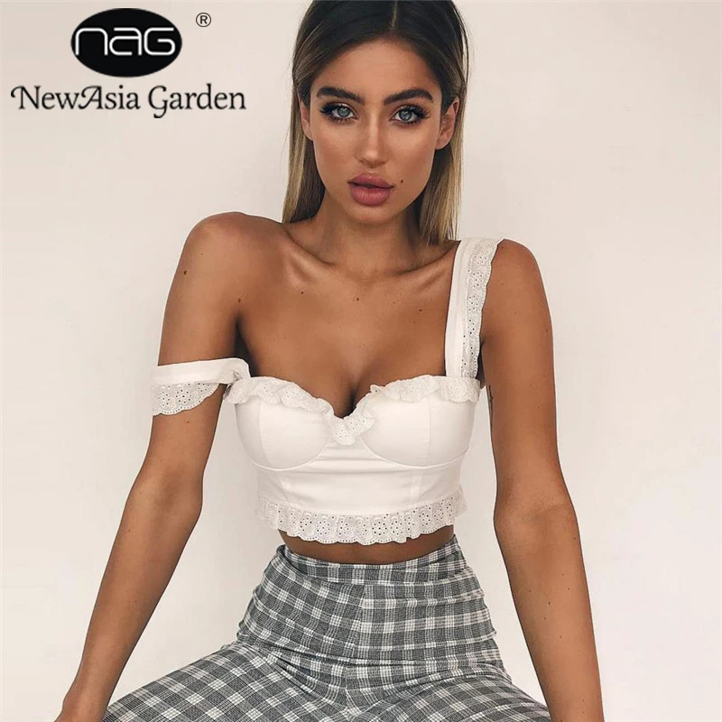 Женский открытый пляжный топ NewAsia Garden, повседневный хлопковый топ в рубчик, простой узкий короткий топ без рукавов с U-образным вырезом и завязками спереди, лето