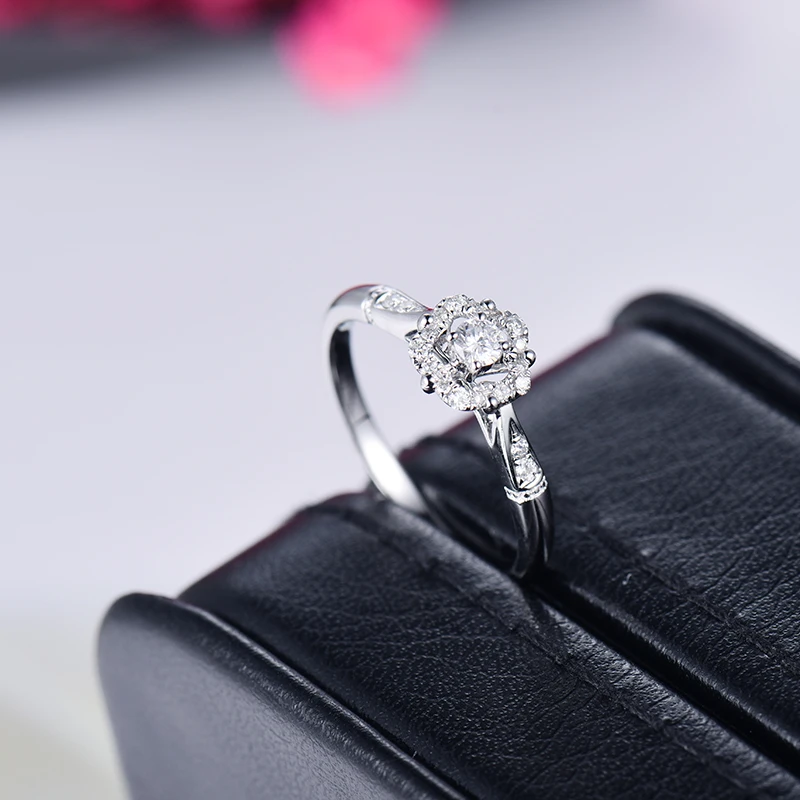 LANMI Настоящее твердое 18Kt Au750 Белое золото натуральный круглый 0.1ct SI уточнение алмаз обручальные кольца для женщин романтическое ювелирное изделие подарок