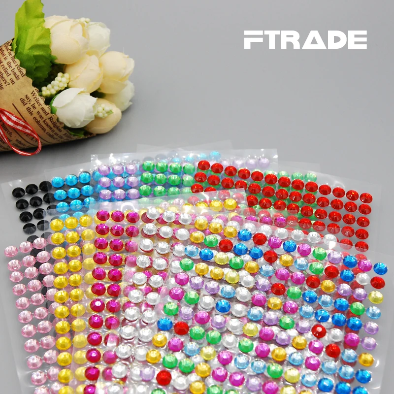 10 цветов/партия самоклеящиеся наклейки 6 мм 260 шт.|rhinestone lot|rhinestone accessoriesrhinestone adhesive |