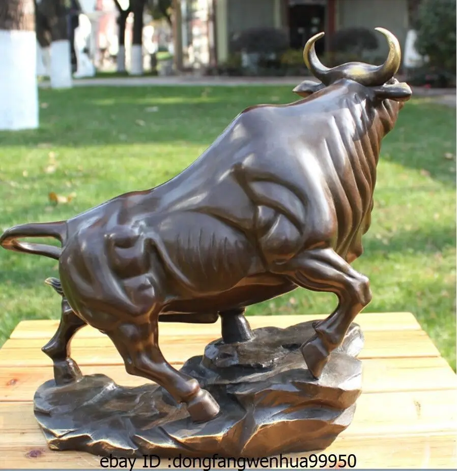 12 Китай Бронзовая медная Художественная Скульптура счастливый Бык Корова