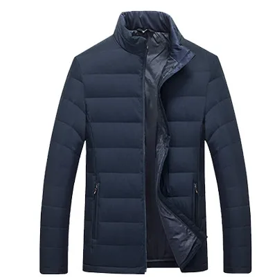 navy blue Новинка, повседневный серый пуховик на гусином пуху, Мужская осенняя и зимняя короткая теплая куртка, Мужской Ультра-светильник, Мужская ветрозащитная куртка XD639 - Цвет: navy blue