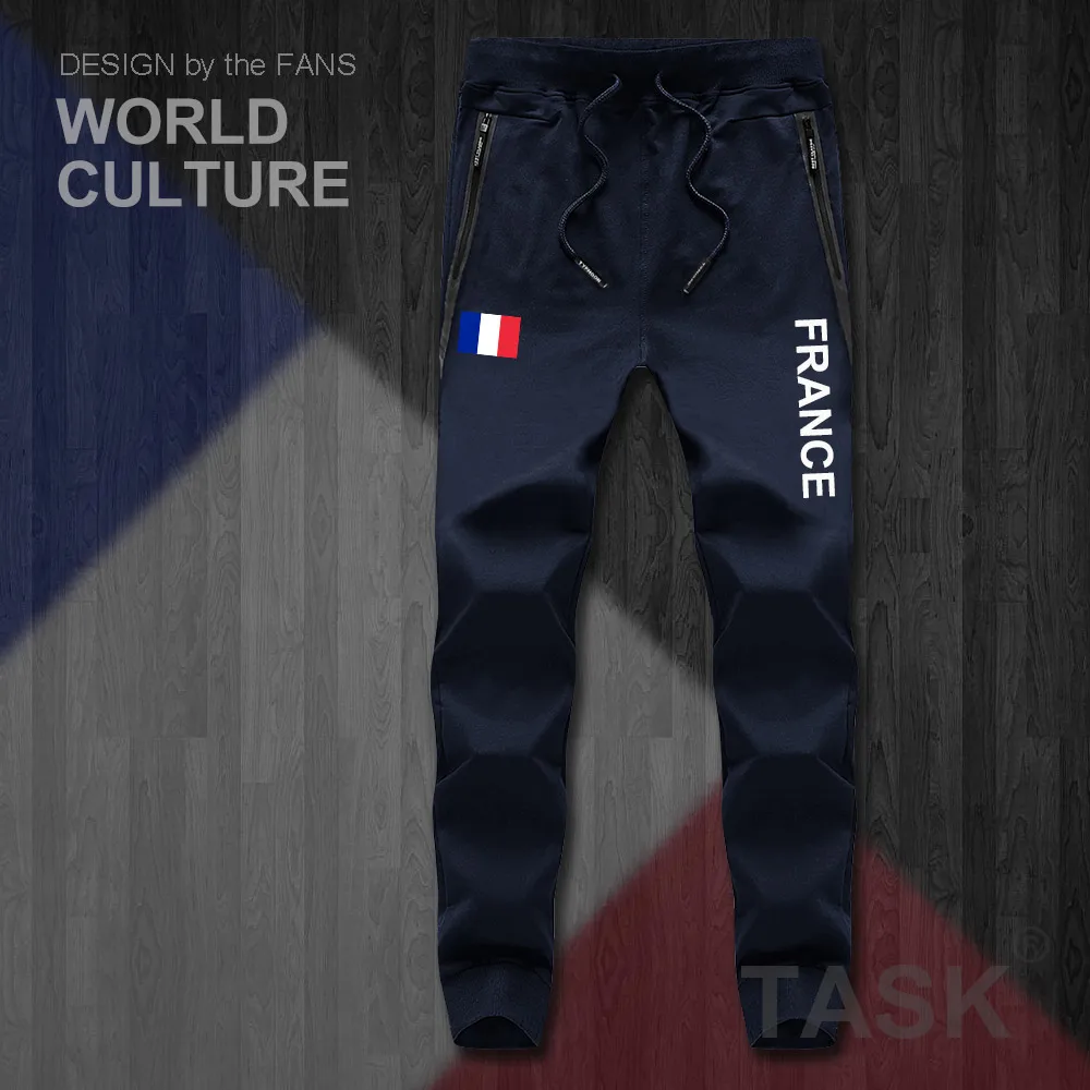 

France French Republic FRA mens pants joggers jumpsuit sweatpants track sweat fitness fleece tactical casual nation country NEW