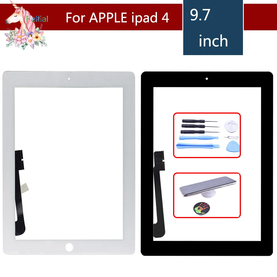 Сенсорный экран для iPad 4 A1458 A1459 A1460 TP с клейким дигитайзером Замена переднего