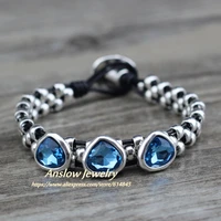 anslow best selling brand vintage retro handmade charm couple diy crystal heart bracelets for women mother day gift low0737lb