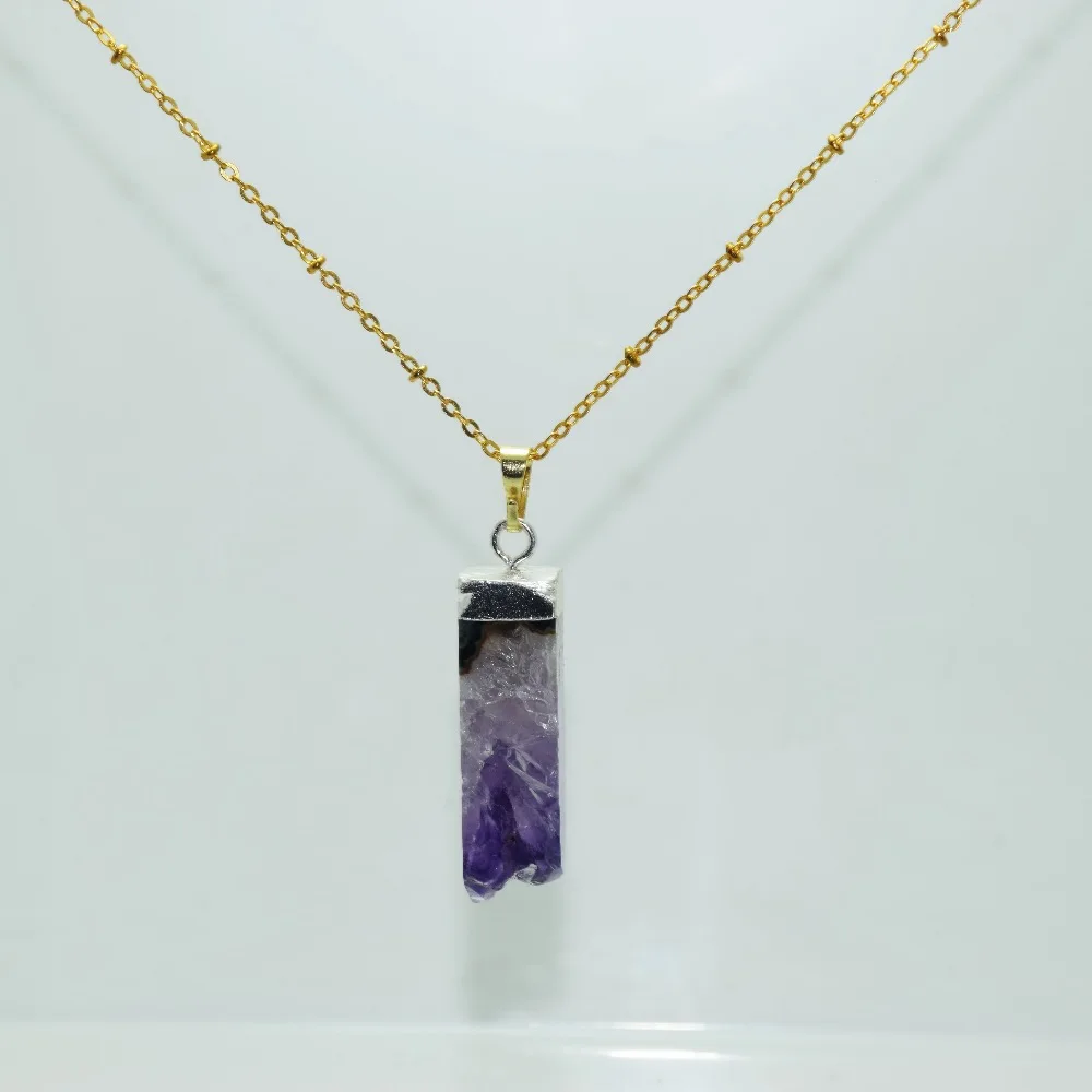 Подвеска из натурального кристалла geode druzy цепочка ожерелье 2020 женские длинные 4