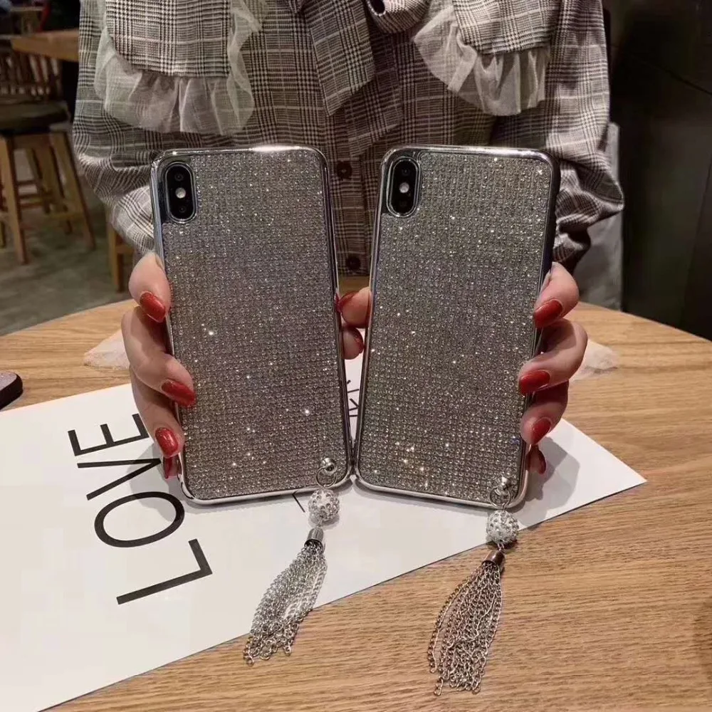 Роскошный блестящий чехол LaMaDiaa с кисточкой и блестками для iPhone 11 Pro MAX 7 8 6s 6 plus X XR XS
