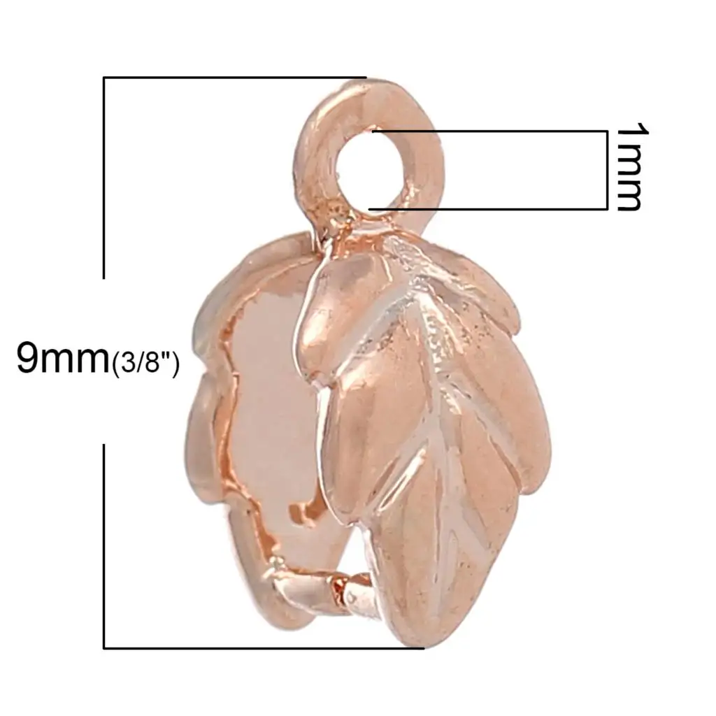 8SEASONS Pinch Clip Bail Beads Findings Leaf rose gold color 9mm x 7mm( 3/8&quot 2/8&quot) 20PCs | Украшения и аксессуары