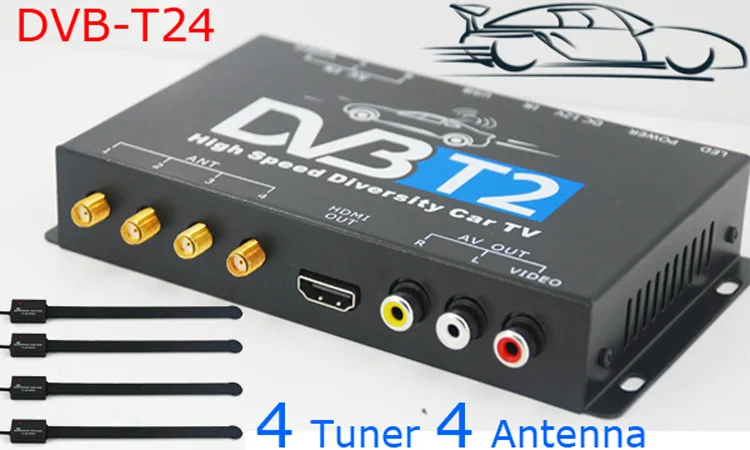 HD TV Car DVB T2 T MULTI PLP цифровой ТВ приемник автомобильный D box с 4 Антенна