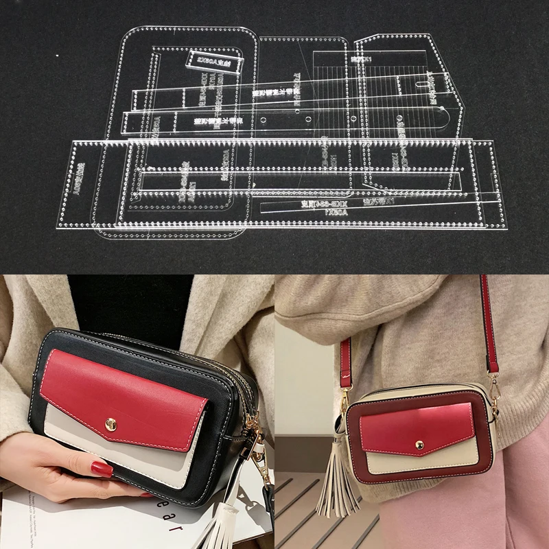 

Acrylic Template Pattern For DIY Handmade Single Shoulder Bag With tassel Leather Craft Sewing Pattern Sewing stencils 20x12x7cm