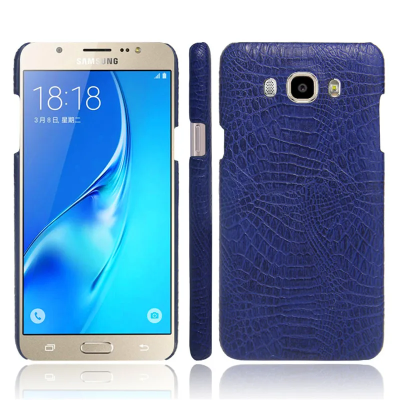 Чехол для Samsung J5 2016 J510 Жесткий из поликарбоната под крокодиловую кожу с задней