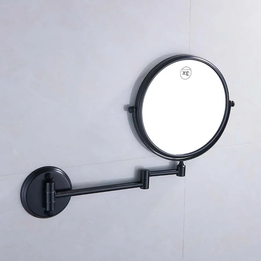 

Wall Mounted Brass Bathroom Accessories 1/3/5X Mirror Adjustable Distance Round Chrome Finished Makeup Mirror Espelho E