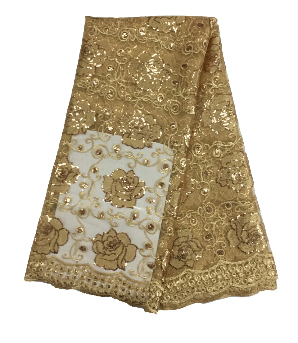 5yards High Quality Flower Sequin Tulle Lace Fushia Pink Embroidered African Dress Fabric pl1012 | Дом и сад