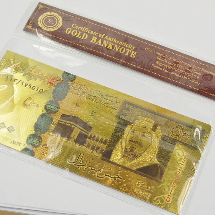 Цветная Золотая банкнота в пластиковой оправе металлическая цветная | Дом и сад
