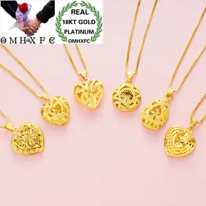 OMHXFC Оптовая Европейская мода женская вечеринка день рождения свадебный подарок полые сердца Капля воды 18KT настоящий золотой очаровательный кулон PN62