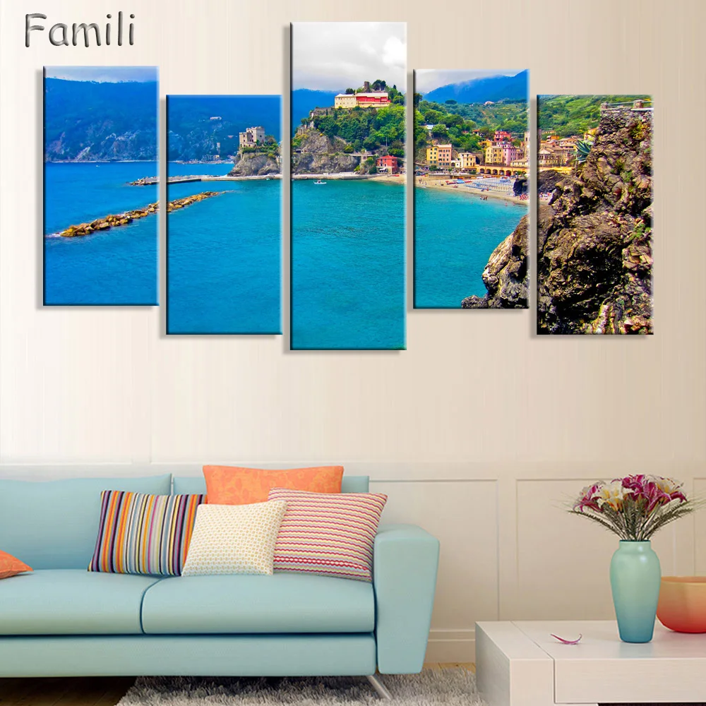 HD 5 шт. Настенная картина фотообои с изображением итальянского города пейзаж для