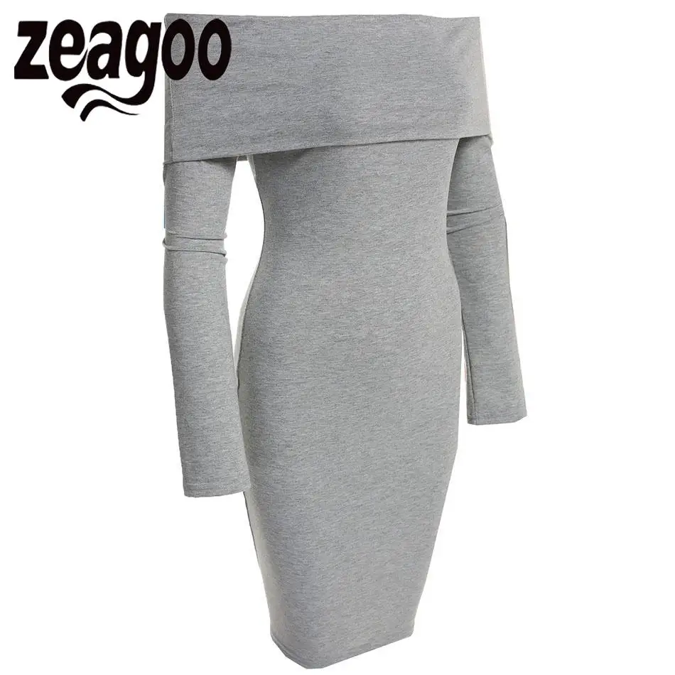 Женское облегающее платье zeagoo платье-карандаш с открытыми плечами и длинными