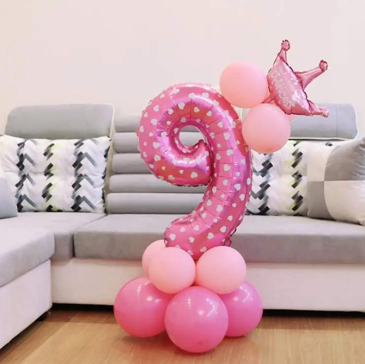 pink9 1 комплект воздушные шары на день рождения ребенка день рождения украшения Дети Розовый Синий розовое золото номер фольги Свадебный шар юбилей - Цвет: pink9