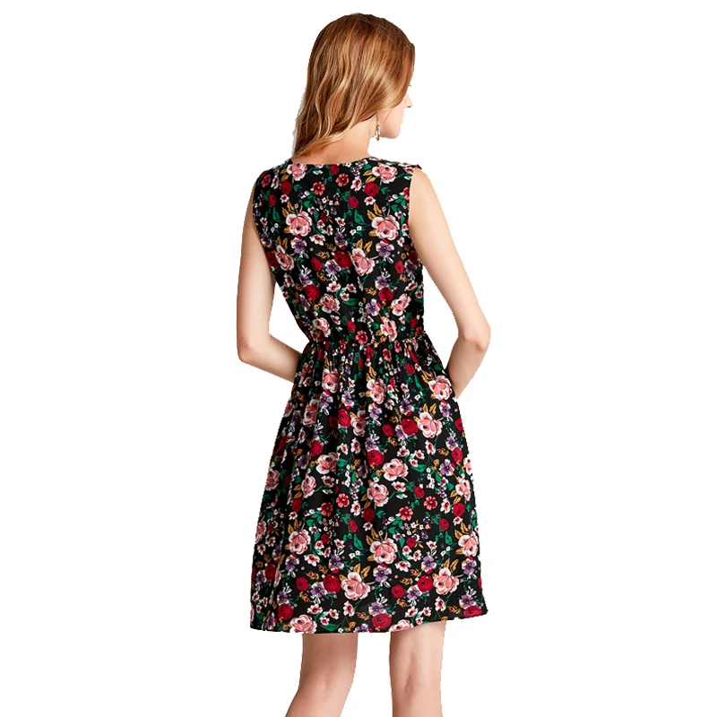 Платье женское повседневное сексуальное с треугольным вырезом и цветочным