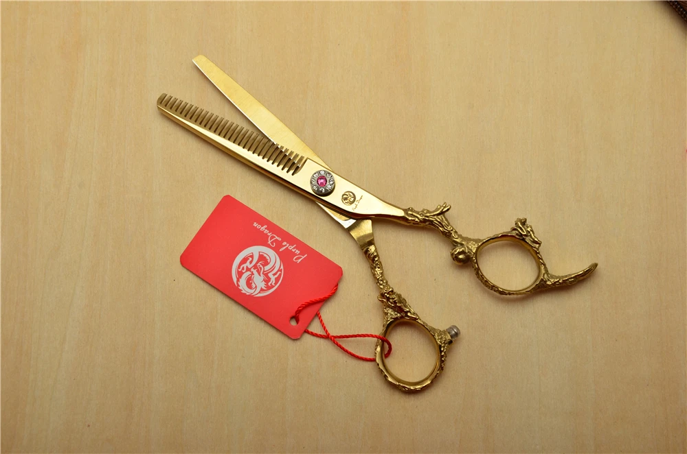9005 #6 0 ''одна пара/2 шт Золотые Дракон Дизайн Парикмахерские ножницы