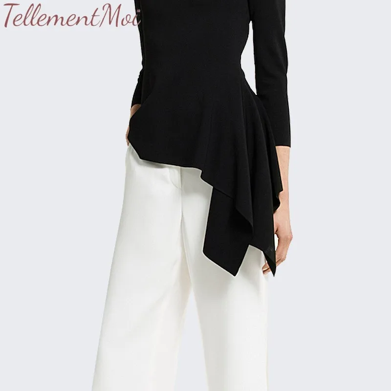 Two Piece Suit 2019 Women OL Long Sleeve O Neck Tops & Wide Legs Pants Outfits Office Lady Simple Elegant 2 Sets | Женская одежда