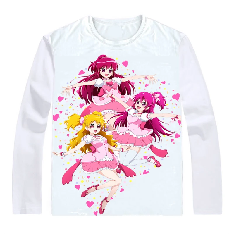 Футболки с длинным рукавом Fresh Pretty Cure рубашки рисунком аниме блестками для