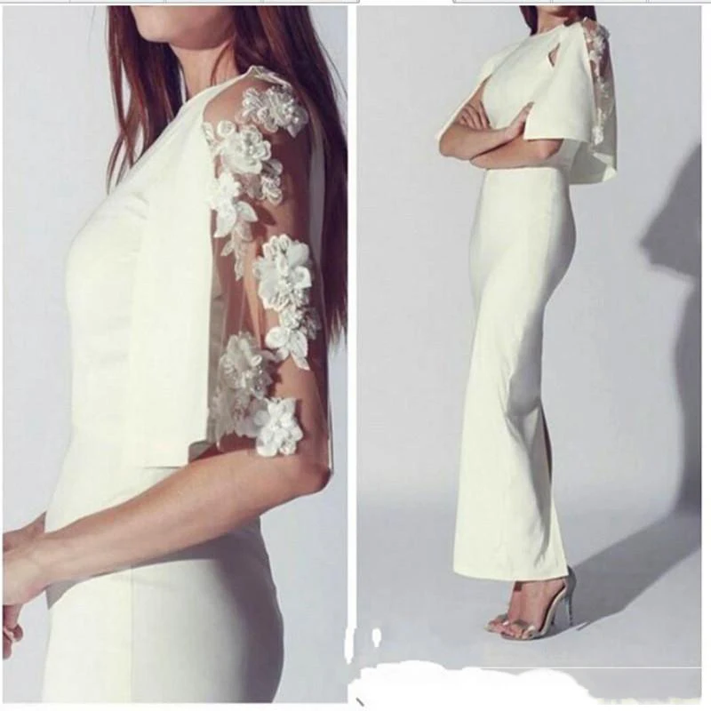 2017 chic пром dress кружева рукавом сплит формальное коктейль бальные платья новый
