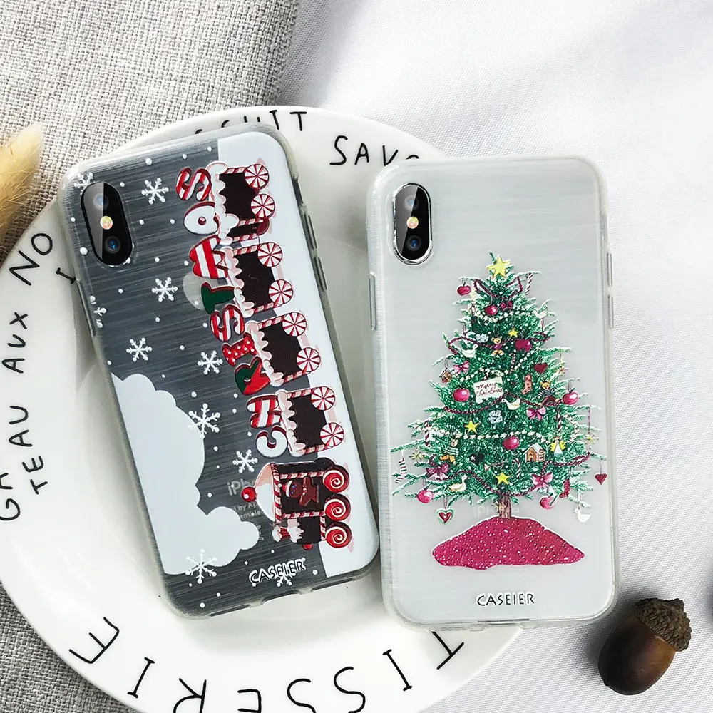 Мягкий чехол CASEIER для iPhone 8 оригинальные фирменные рождественские чехлы