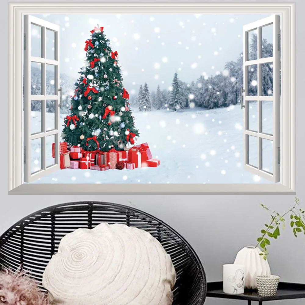 Фото 2018 Наклейка на стену в виде рождественской елки для детской комнаты 3D наклейки