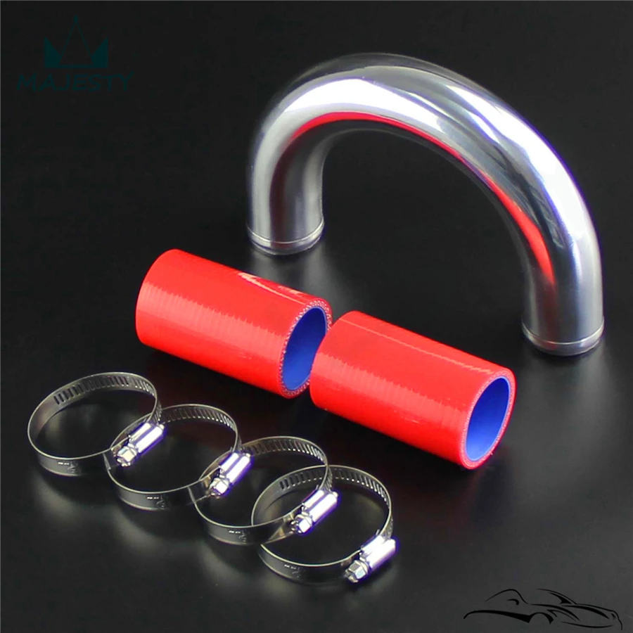180 Degree 38mm 1.5&quot Aluminum Turbo Pipe Piping Tube +Silicone hose Clamps Kits |