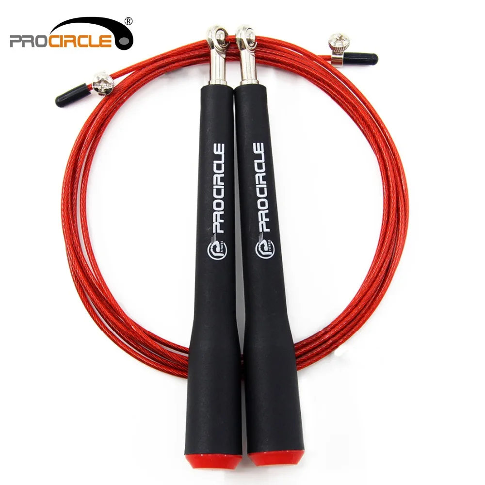 

PROCIRCLE Speed Jump Rope - Adjustable 10ft - Skipping Ropes Best for Fitness Boxing MMA Training - Metal Ball Bearings - Black