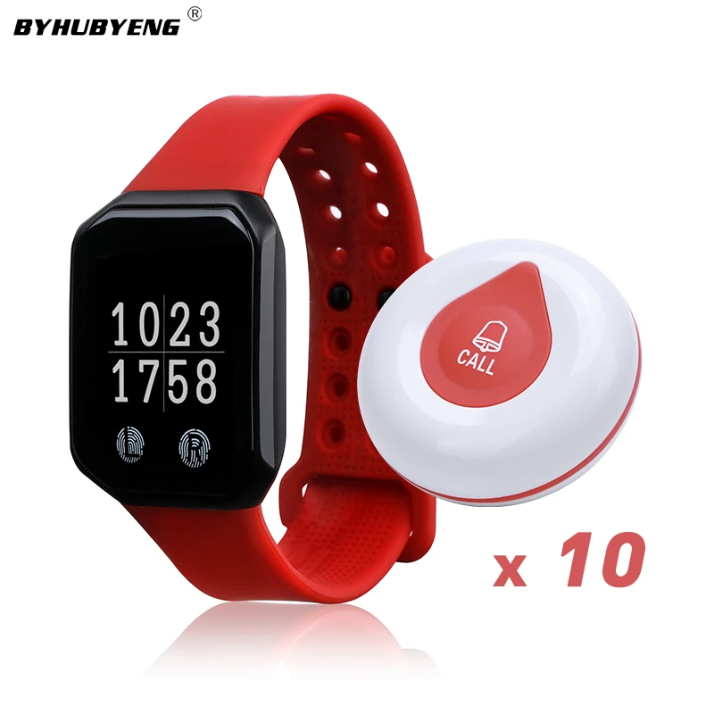 Cafe Pager System Wireless Call Charge Watch 10 Bell Cheap Easy Operate Receiver Wrist Restaurant Waiter Vibrator | Компьютеры и офис